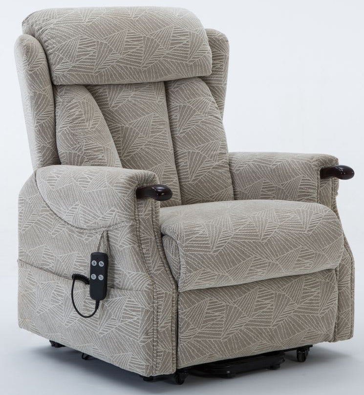 Denmark Riser Recliner Chair in Brushstroke Cream Fabric - 6