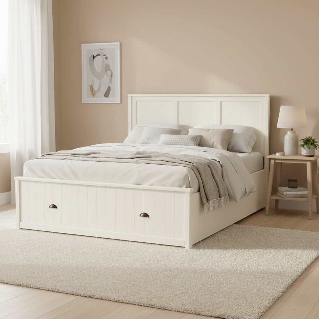 LIT KING SIZE AVEC RANGEMENT INTEGRE ETON BLANC DE