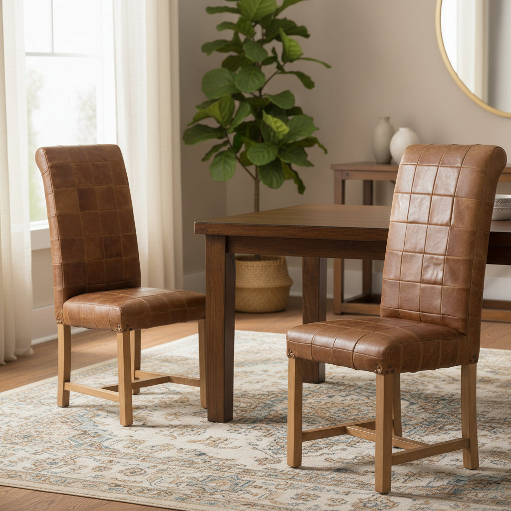 Chaises Windermere à dossier inclinable en cuir patchwork 3L - Lot de 2