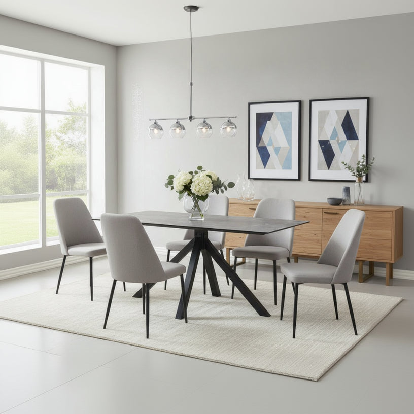 Carlton Meubles Rhodes Table à plateau rectangulaire fixe en verre