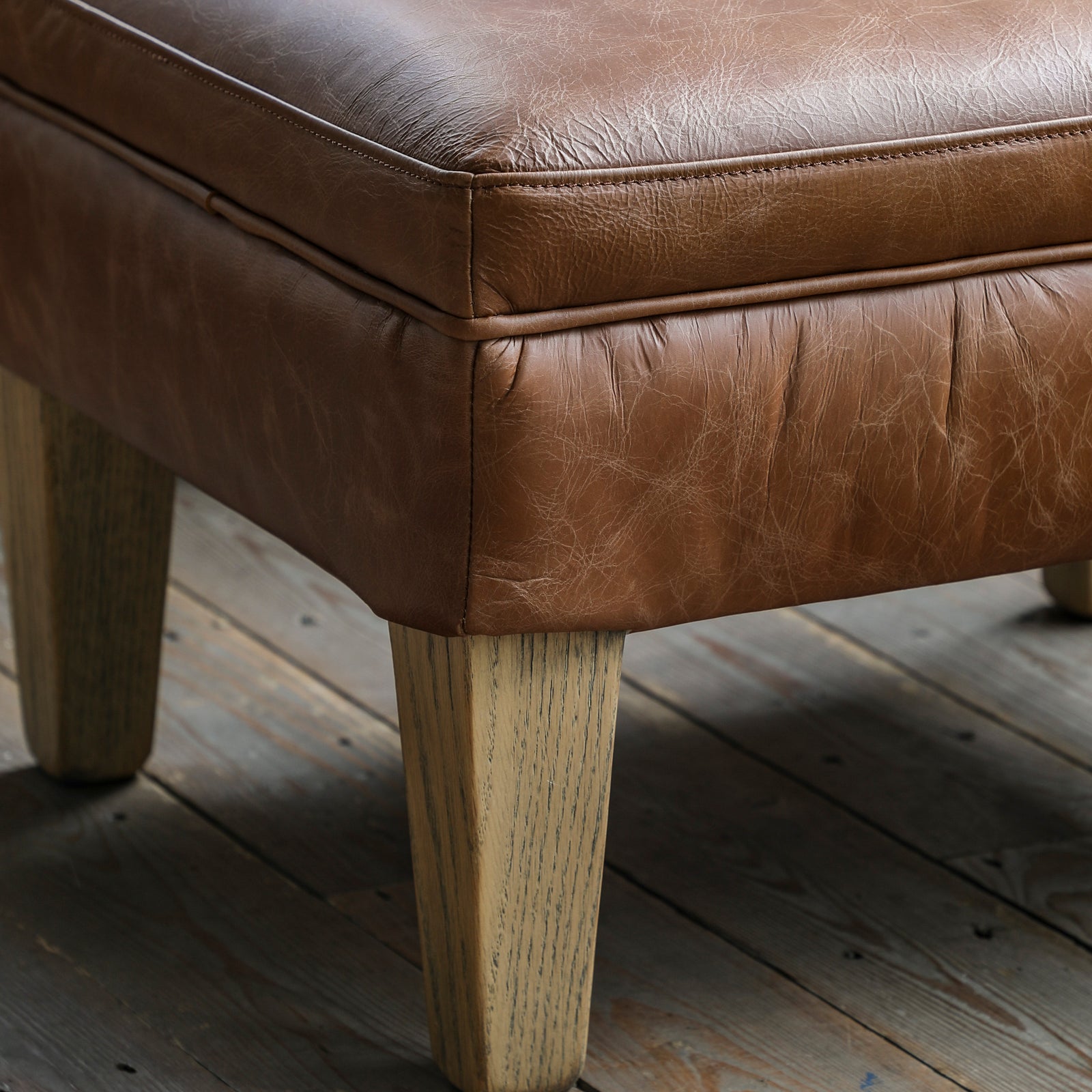 Mr. Paddington Stool in Vintage Brown Leather - 5