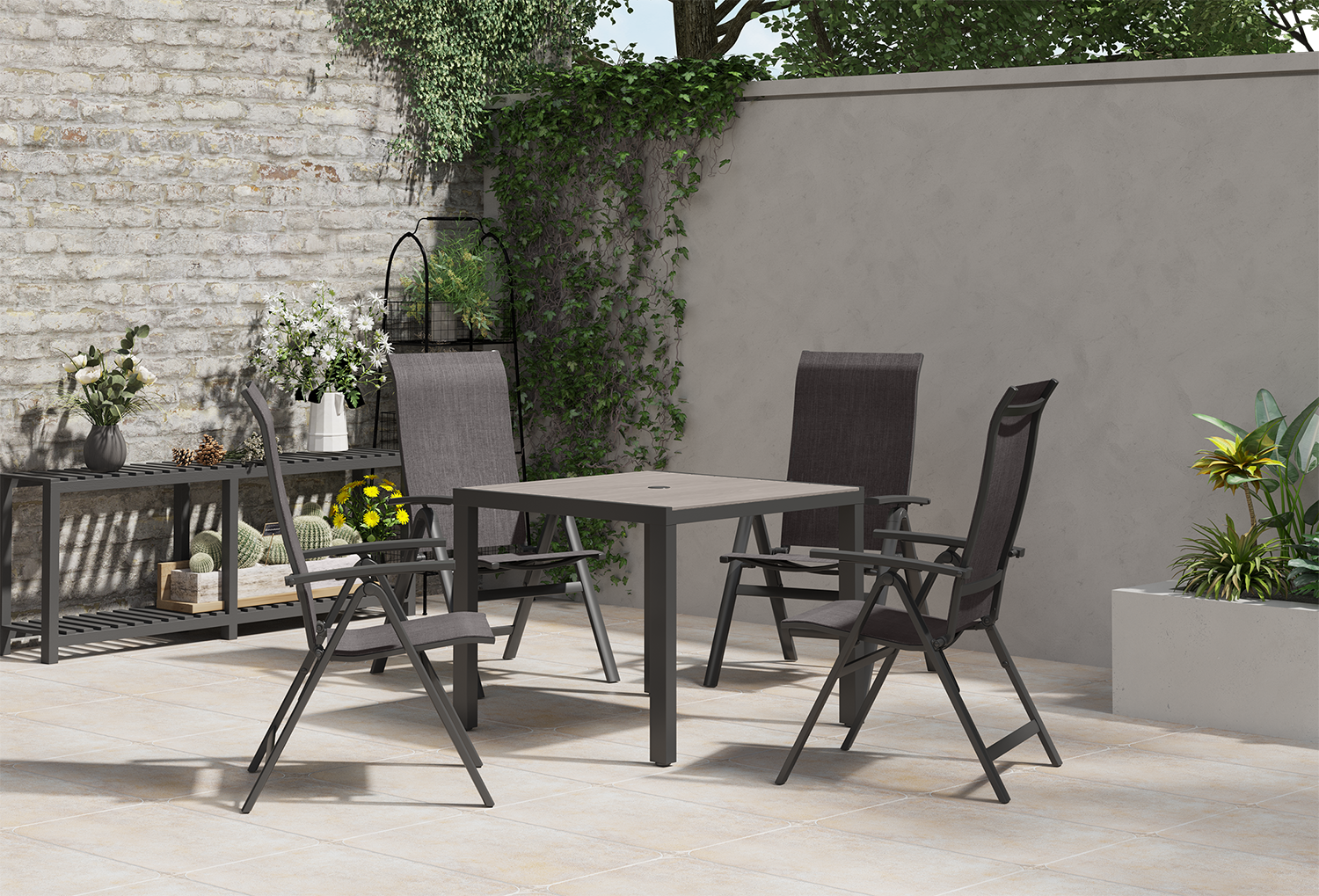 Vidoo 4 Seat Square Dining Set - 3