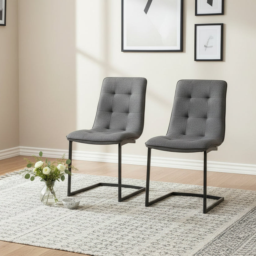 Lot de 2 Chaises de Salle à Manger Hampton en Pewter