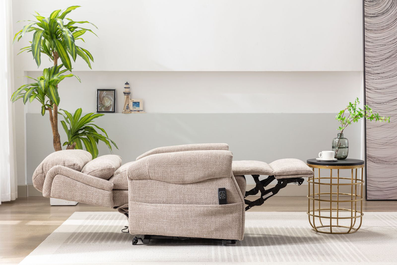 1. Fauteuil releveur et inclinable Luxembourg en tissu Cha Cha Oat - 4