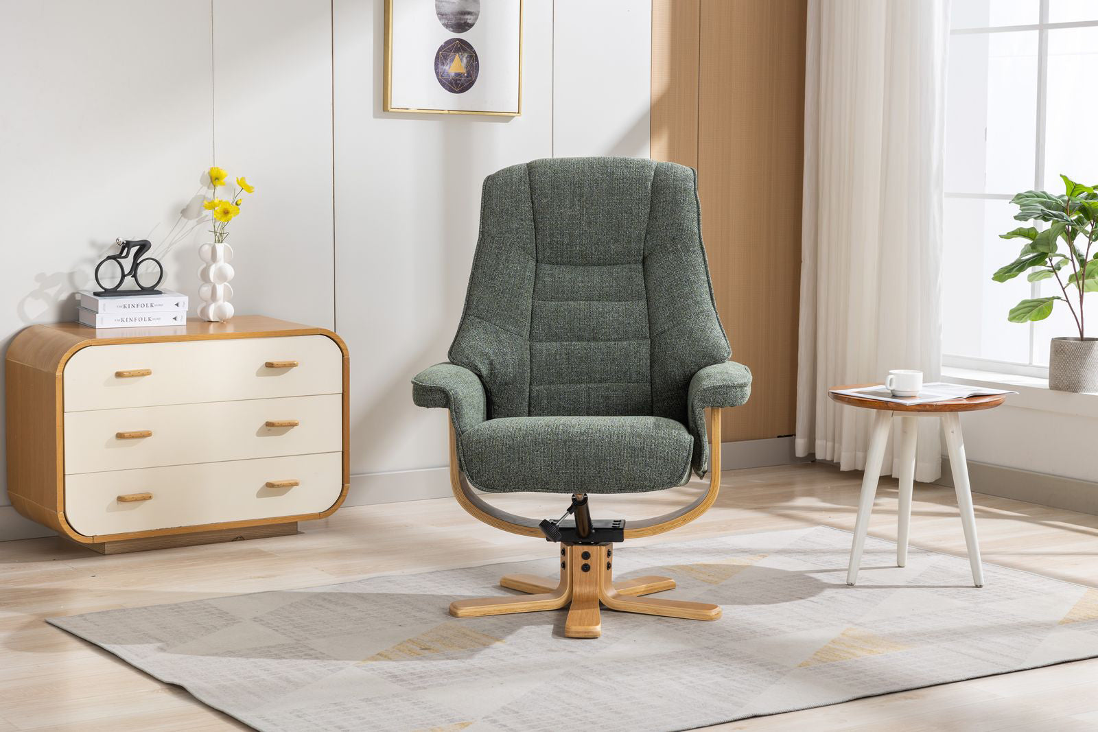 Alliance Mondiale du Mobilier Fauteuil Relax Pivotant Sardaigne en Tissu Cha Cha Fern - 5