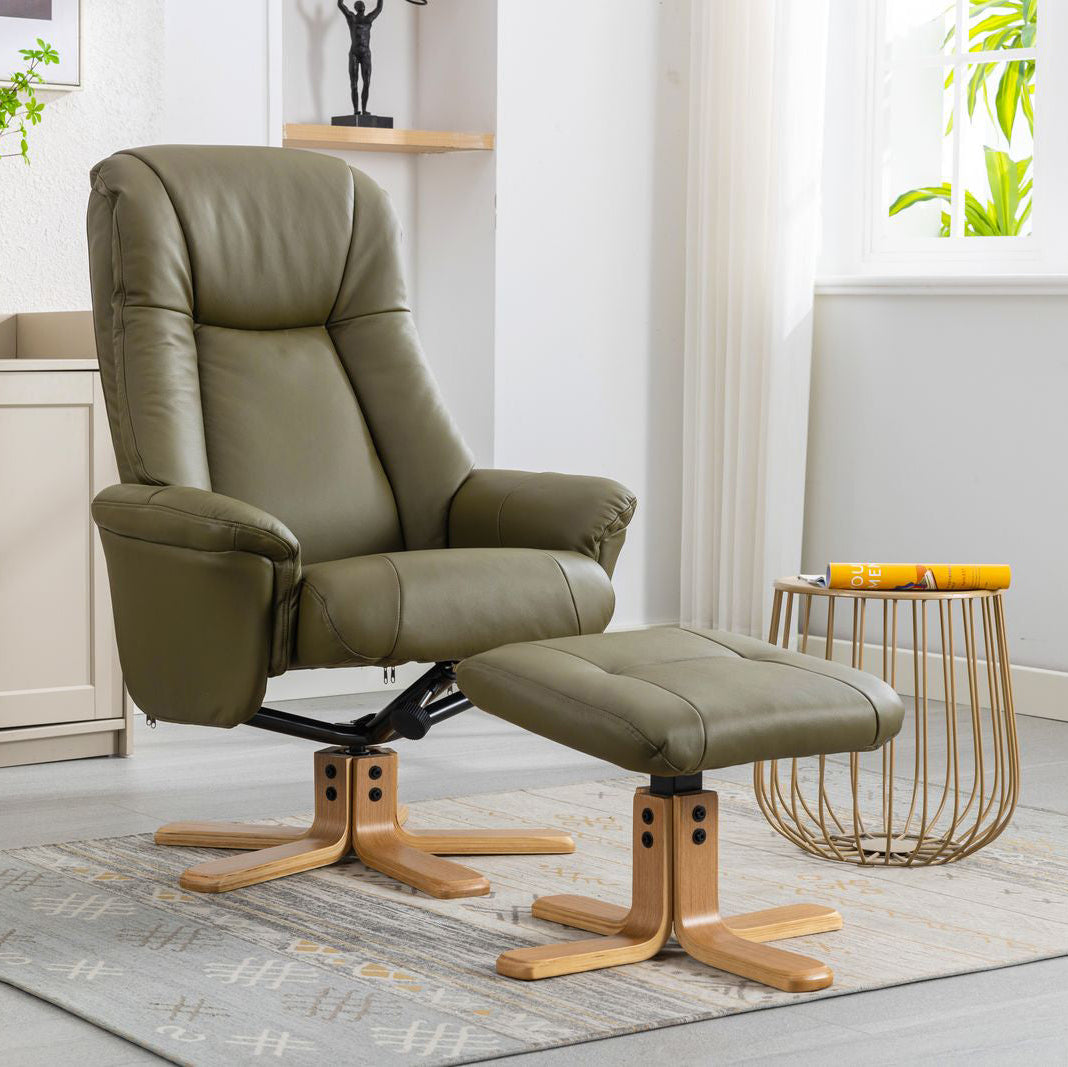 Alliance Meuble Mondiale Chaise Hawaii en Cuir Vert Olive