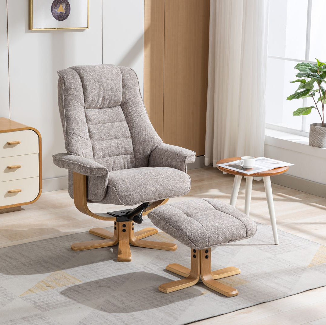 Sardaigne Chaise Relaxation Pivotante en Tissu Cha Cha Oat