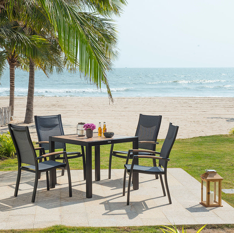 Jeu de 4 Chaises Panama en Noir