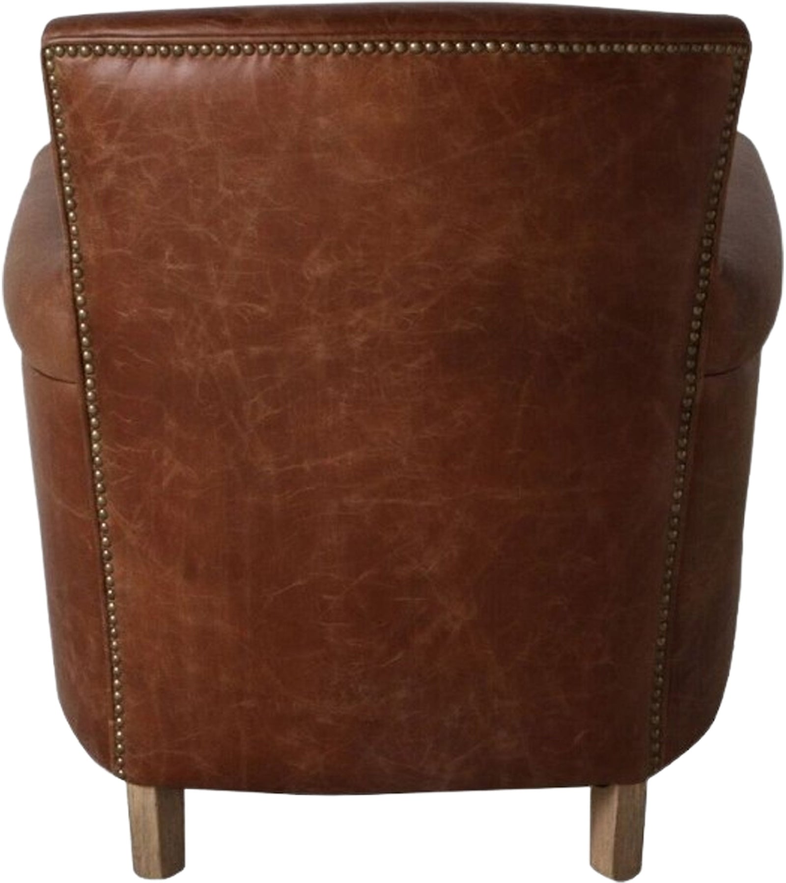 Fauteuil Mr. Paddington en Cuir Marron Vintage – Siège de Caractère avec Pieds en Houppier Massif - 7