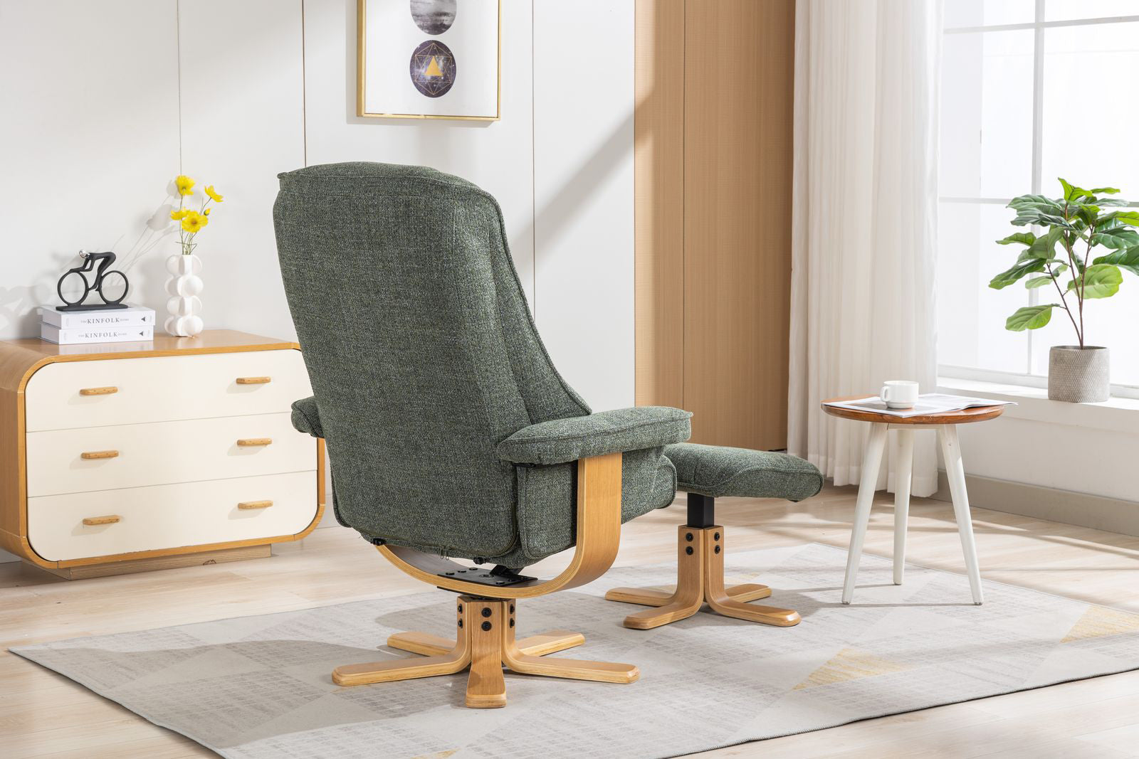 Alliance Mondiale du Mobilier Fauteuil Relax Pivotant Sardaigne en Tissu Cha Cha Fern - 4