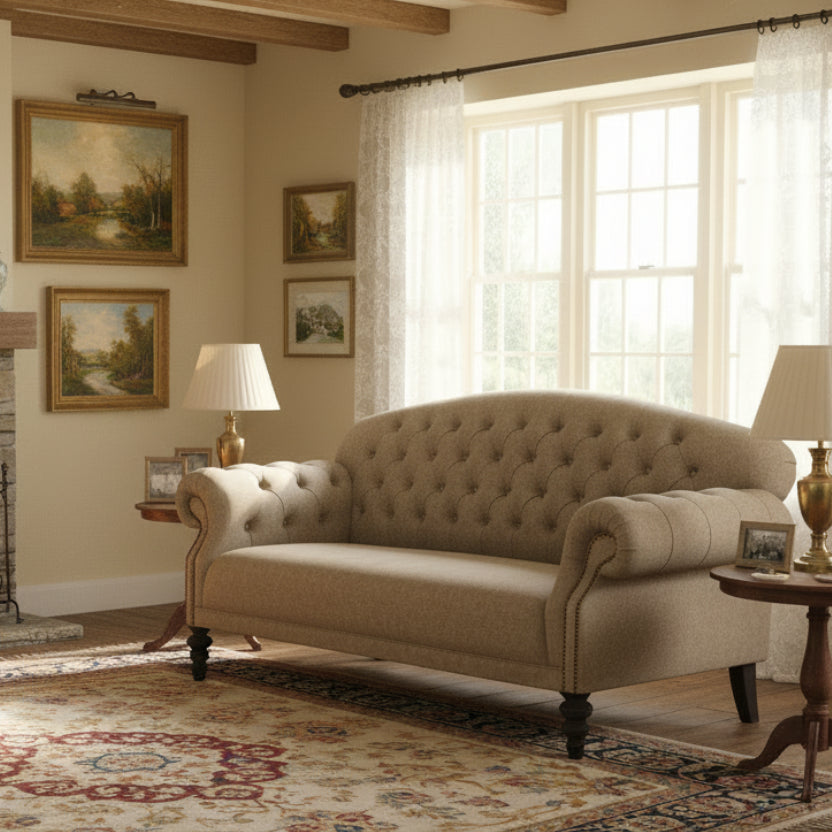 Arbroath Petit Sofa in Jura Stag Harris Tweed