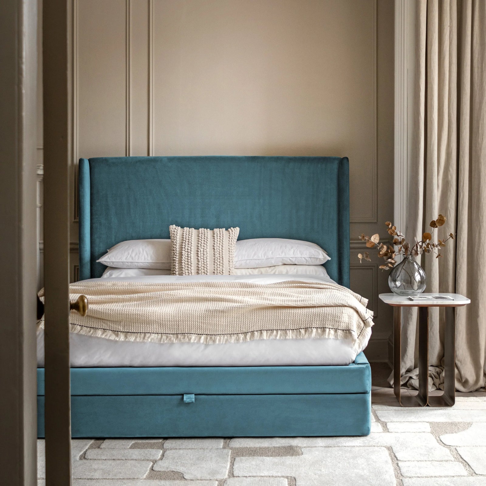 Lit Double Halstead en bleu Atlantique