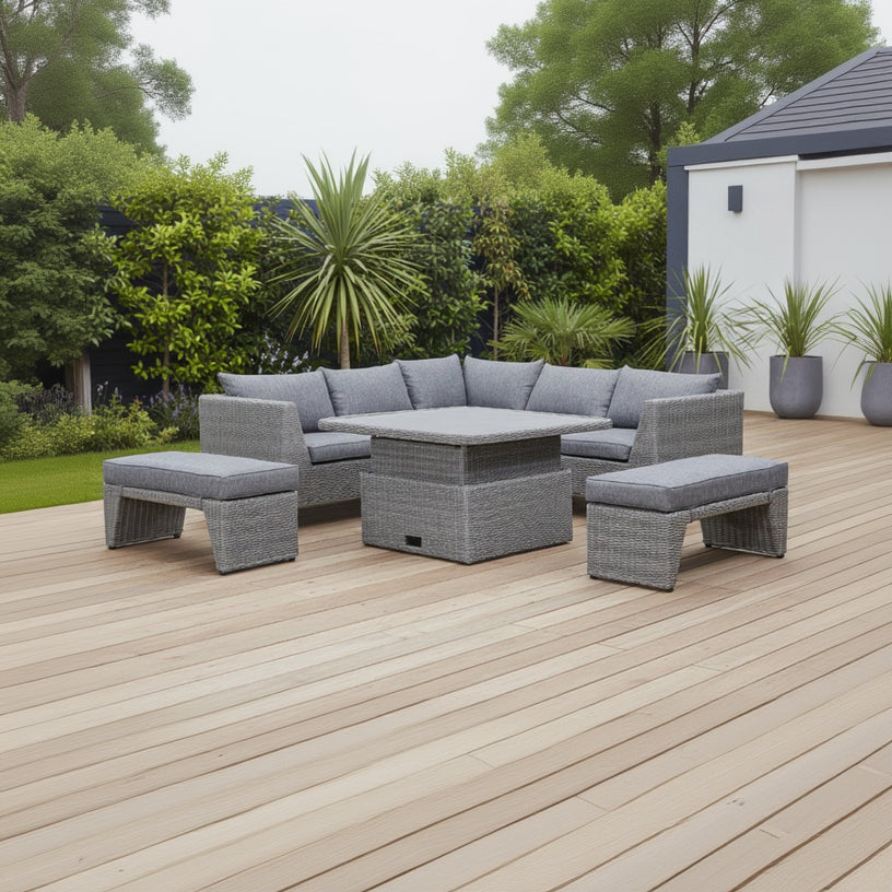 Jeu de banquette d'angle Bermuda en tressé gris