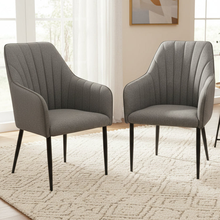 Carlton Maison – Lot de 2 chaises de salle à manger Oliver en tissu gris métallisé