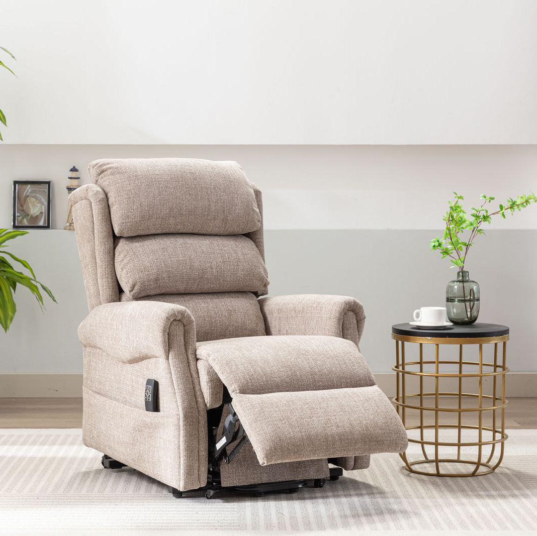 1. Fauteuil releveur et inclinable Luxembourg en tissu Cha Cha Oat