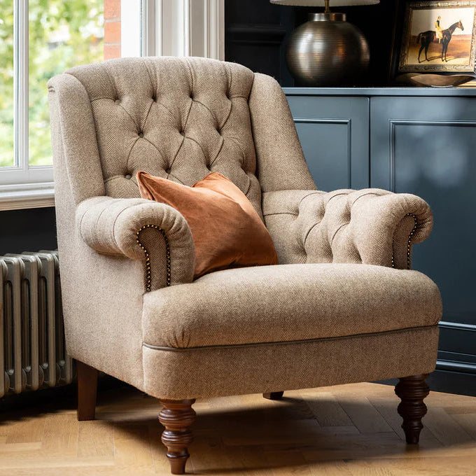 Arbroath Chair in Jura Stag Harris Tweed