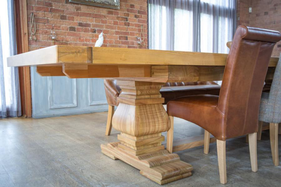 Windermere Rustic Monastery Extending Dining Table in Natural - 9