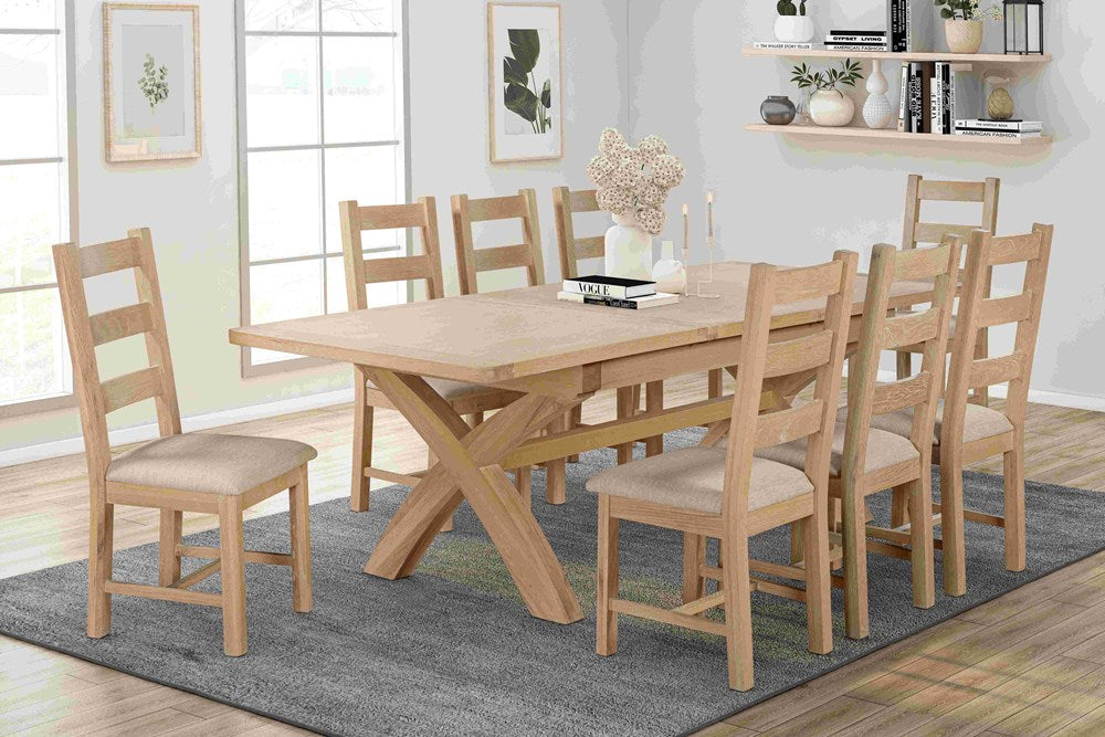 Table extensible Papaya Foxington 180cm-240cm pieds en X en chêne naturel - 2