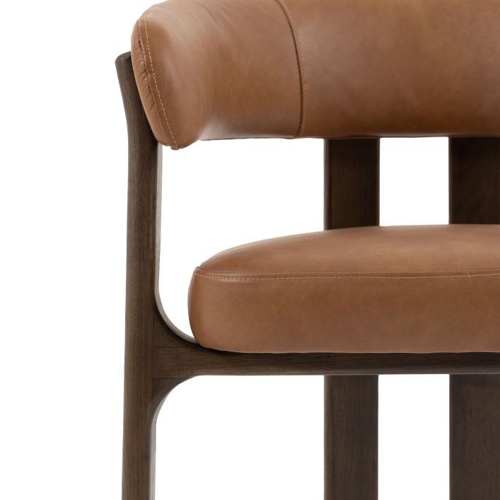Chaise de repas Onda en cuir marron - 5