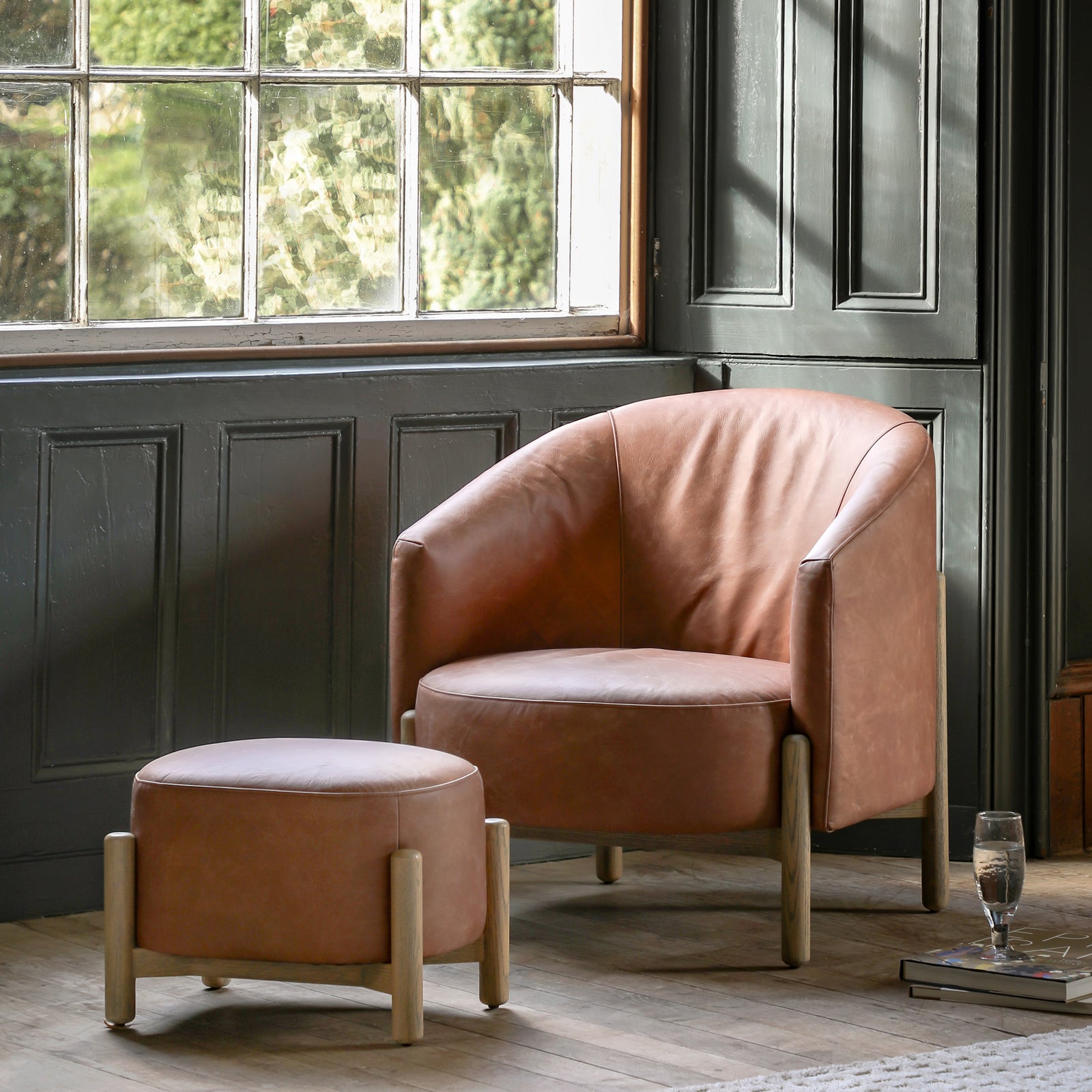 Fauteuil Tindon en Cuir Marron Vieilli