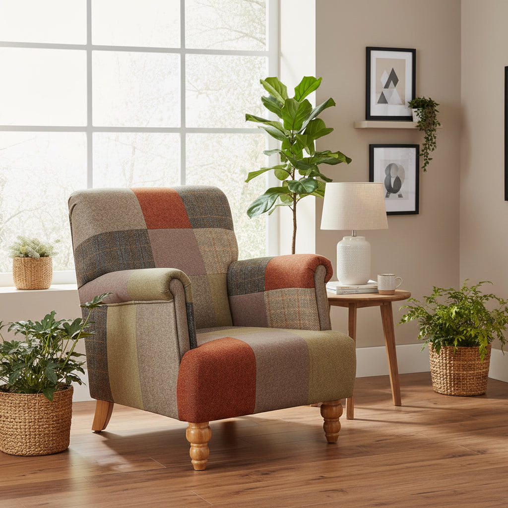 Fauteuil Harlequin Burford en Tissus Patchwork de
