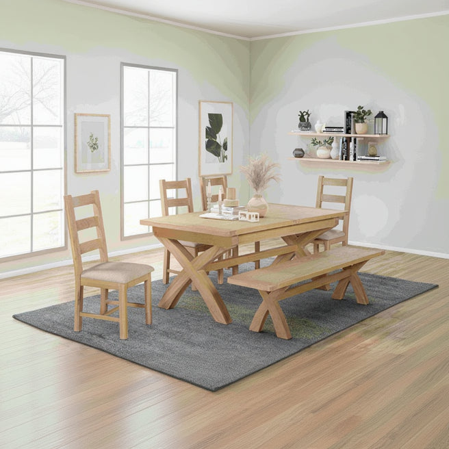 Table extensible Papaya Foxington 180cm-240cm pieds en X en chêne naturel