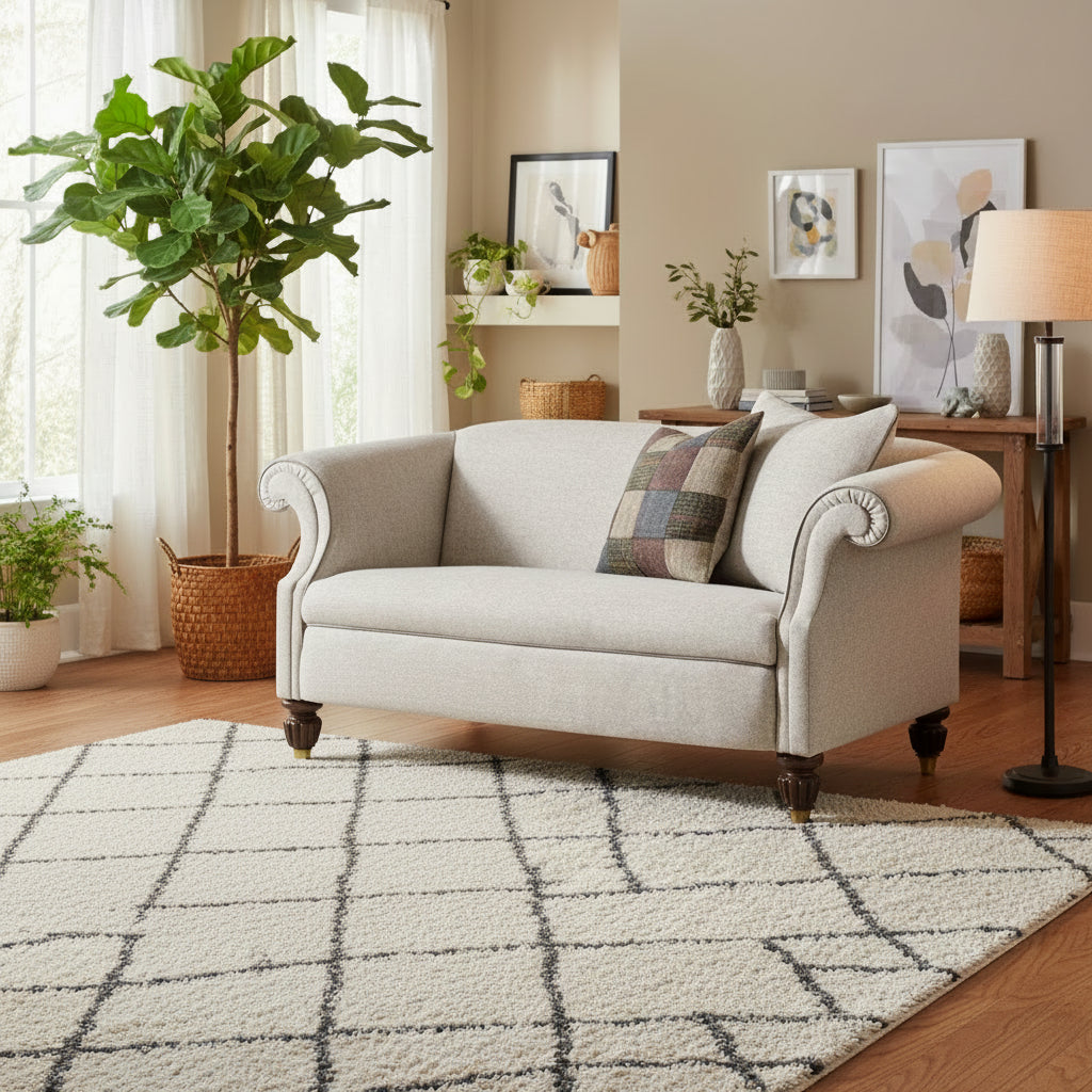Canapé Petit Bowmore de en tissu Darling Silver Herringbone Wick