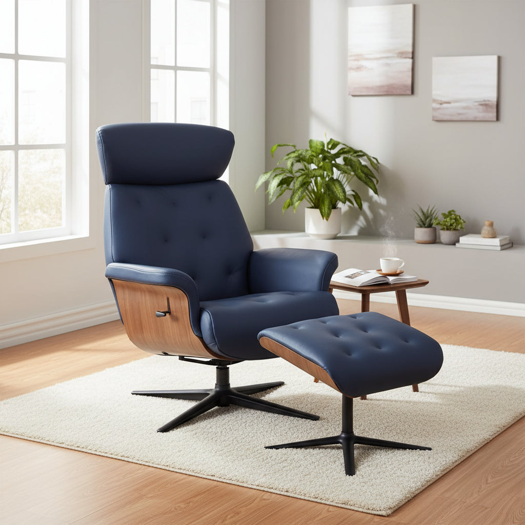 Chaise Pivotante Nordique en Bleu Marine