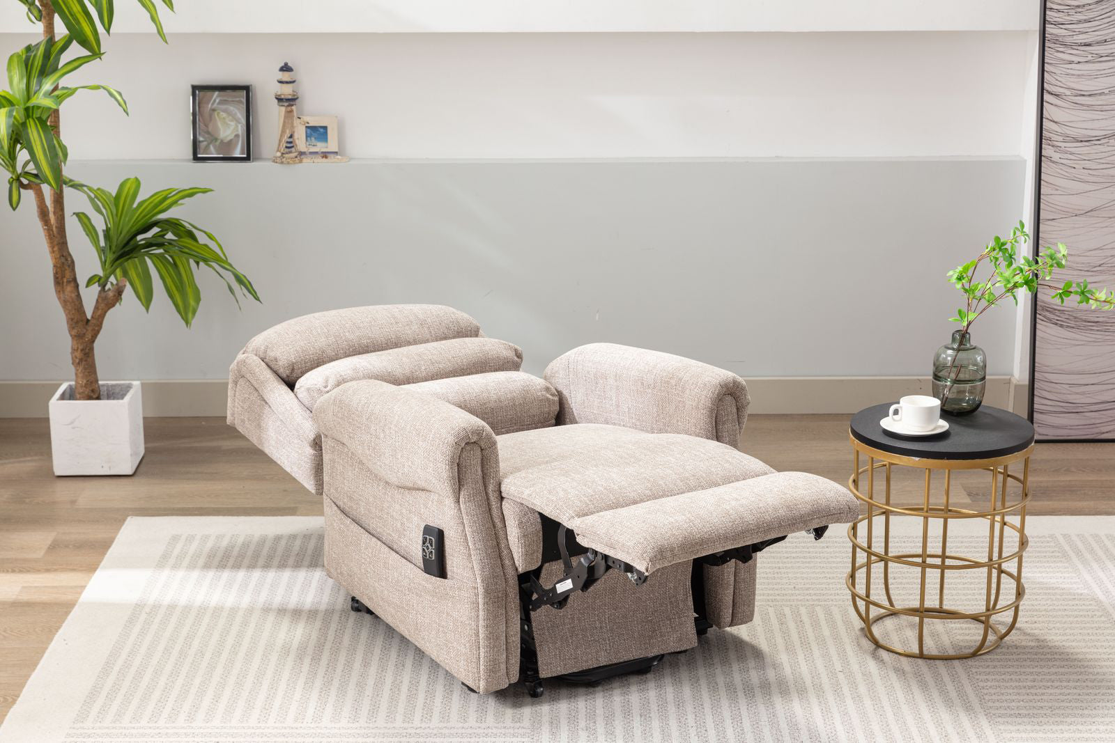 1. Fauteuil releveur et inclinable Luxembourg en tissu Cha Cha Oat - 3