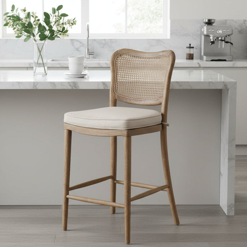 Tabouret de bar Anouk avec coussin d'assise capitonné