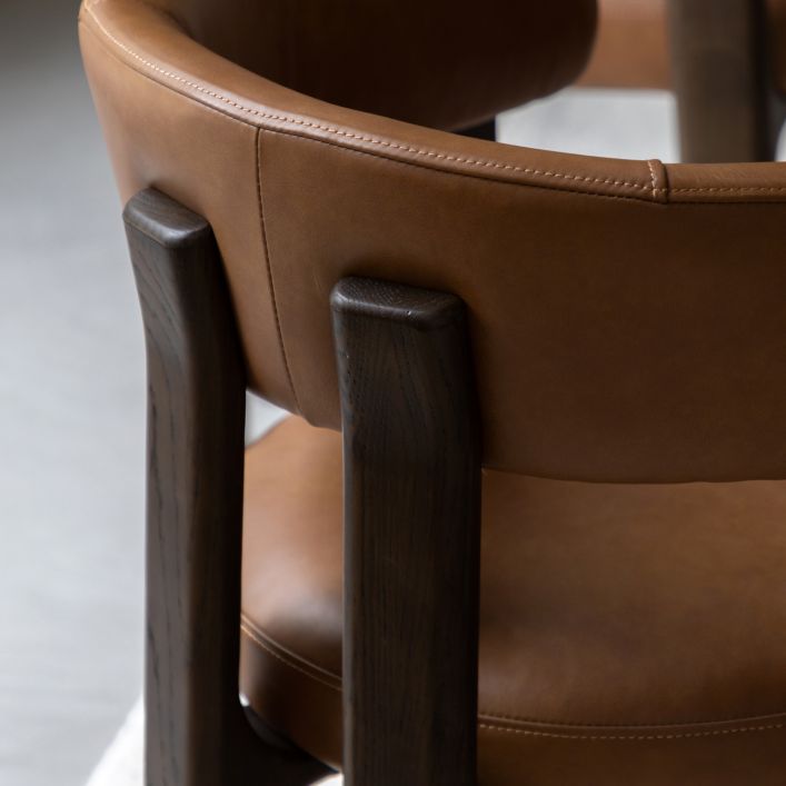 Chaise de repas Onda en cuir marron - 3