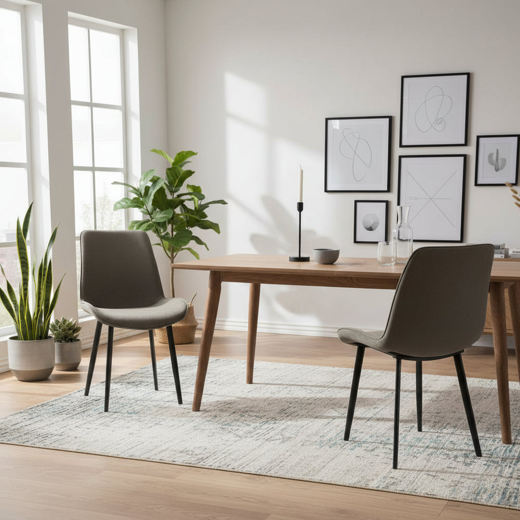 1. Meubles Carlton Paire de chaises de salle à manger Evia en velours gris