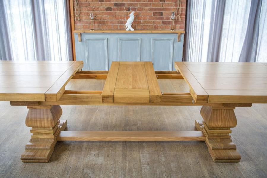 Windermere Rustic Monastery Extending Dining Table in Natural - 6