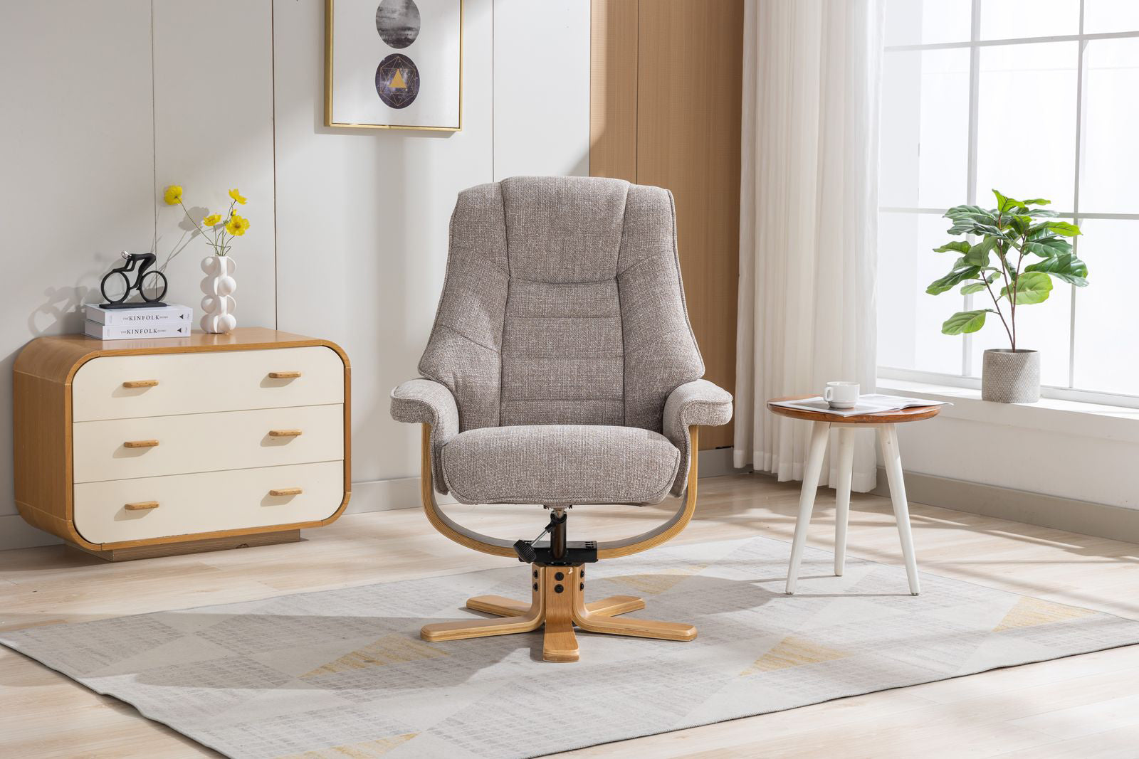 Sardaigne Chaise Relaxation Pivotante en Tissu Cha Cha Oat - 3