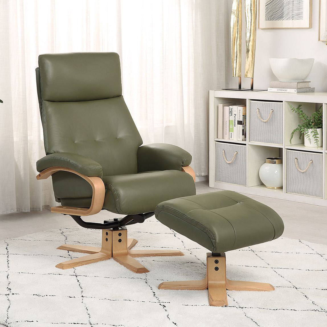 Chaise Vienna Swivel Cuir Vert Olive
