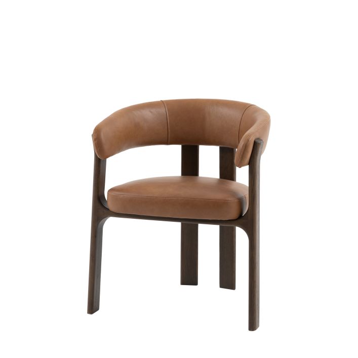 Chaise de repas Onda en cuir marron - 7