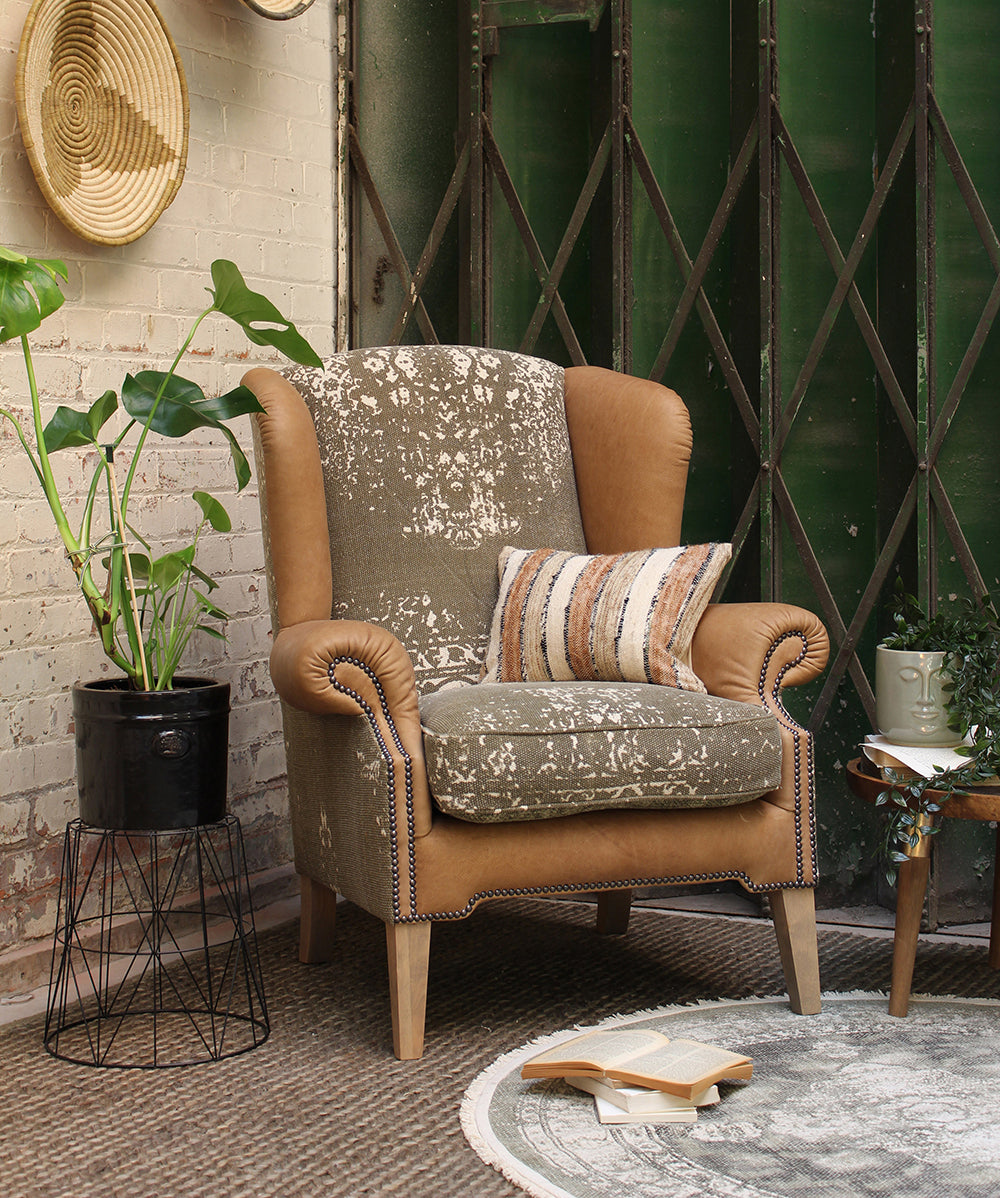 Fauteuil à oreilles Montana en cuir Atacama Nutmeg - 3