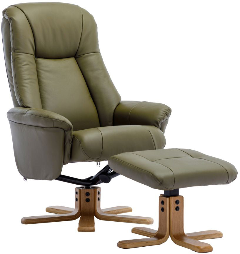Alliance Meuble Mondiale Chaise Hawaii en Cuir Vert Olive - 3