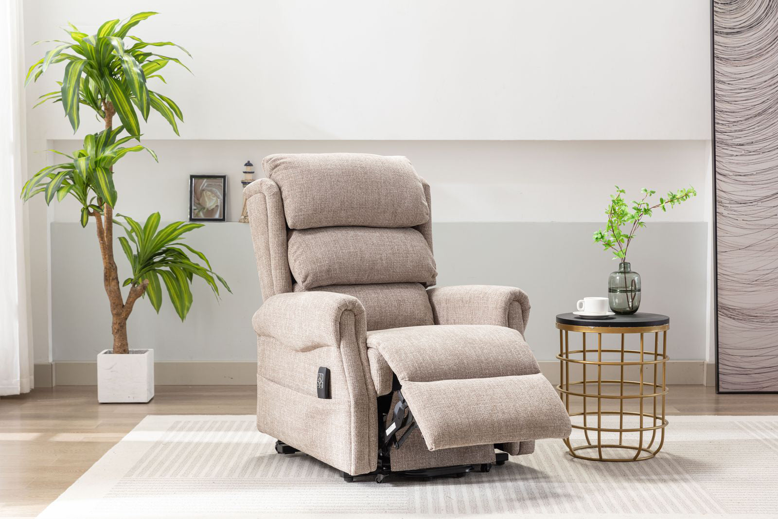 1. Fauteuil releveur et inclinable Luxembourg en tissu Cha Cha Oat - 5