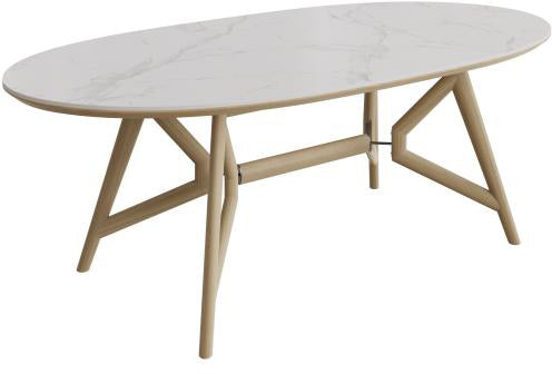 Table de Salle à Manger Ovale Morgan en Chêne Bianco - 4