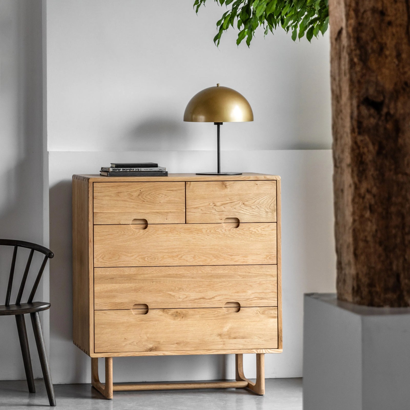 Galerie Direct Craft - Commode à 5 tiroirs en chêne massif avec finition naturelle