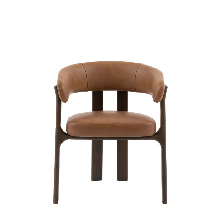Chaise de repas Onda en cuir marron - 10