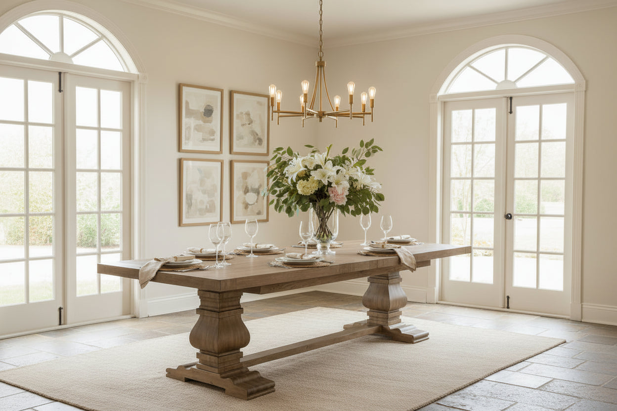 Carlton Meubles TABLE DE SALLE À MANGER WINDERMERE RUSTIQUE MONASTÈRE ALLONGEABLE AVEC FINI HUILÉ GRIS