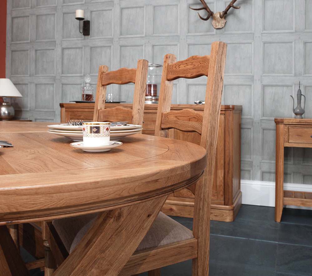 Carlton Meubles Copeland 1800 Table de Salle à Manger Ovale à Pieds en Croix Extensible - 8