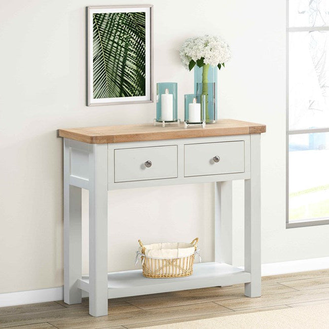 Table de console Papaya Foxington avec 2 tiroirs en finition OWP peinte