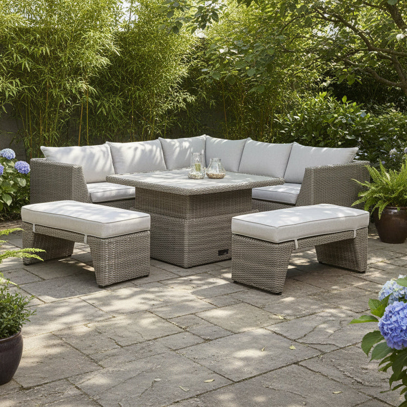 Set de banquettes d'angle Bermuda en tressage naturel