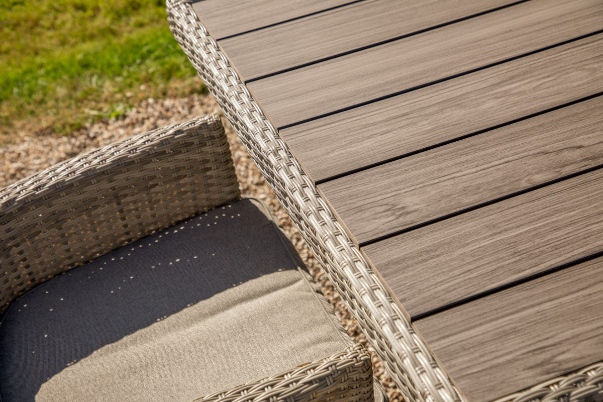 Bermuda Set de jardin 6 places en tresse gris clair - 4