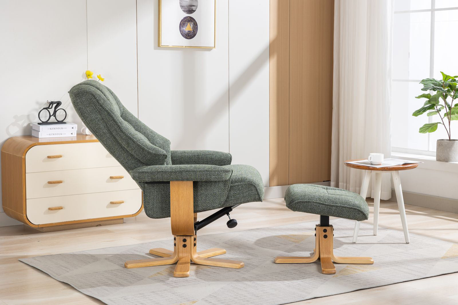 Alliance Mondiale du Mobilier Fauteuil Relax Pivotant Sardaigne en Tissu Cha Cha Fern - 3