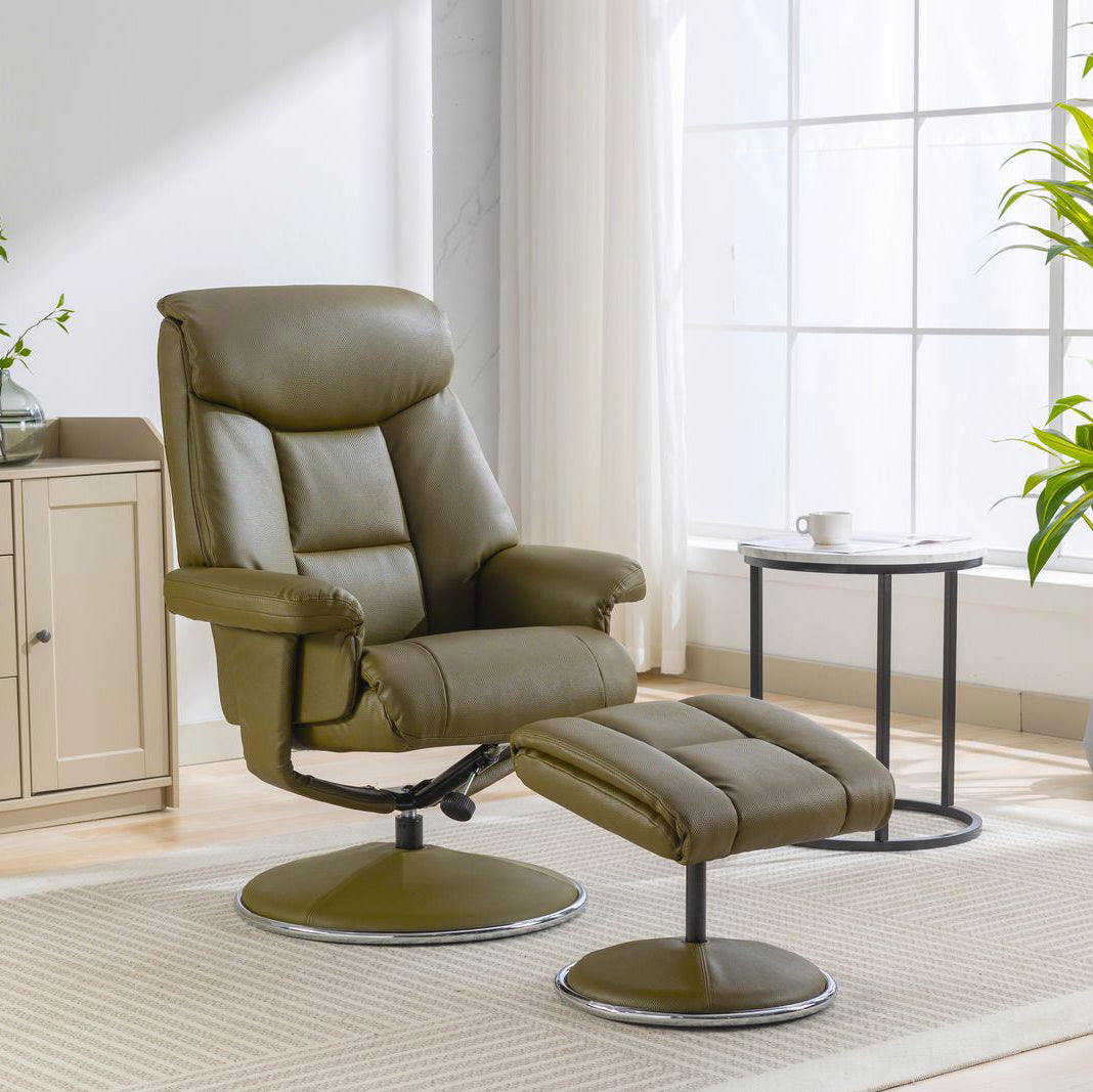 Chaise inclinable tournante Biarritz de en vert olive