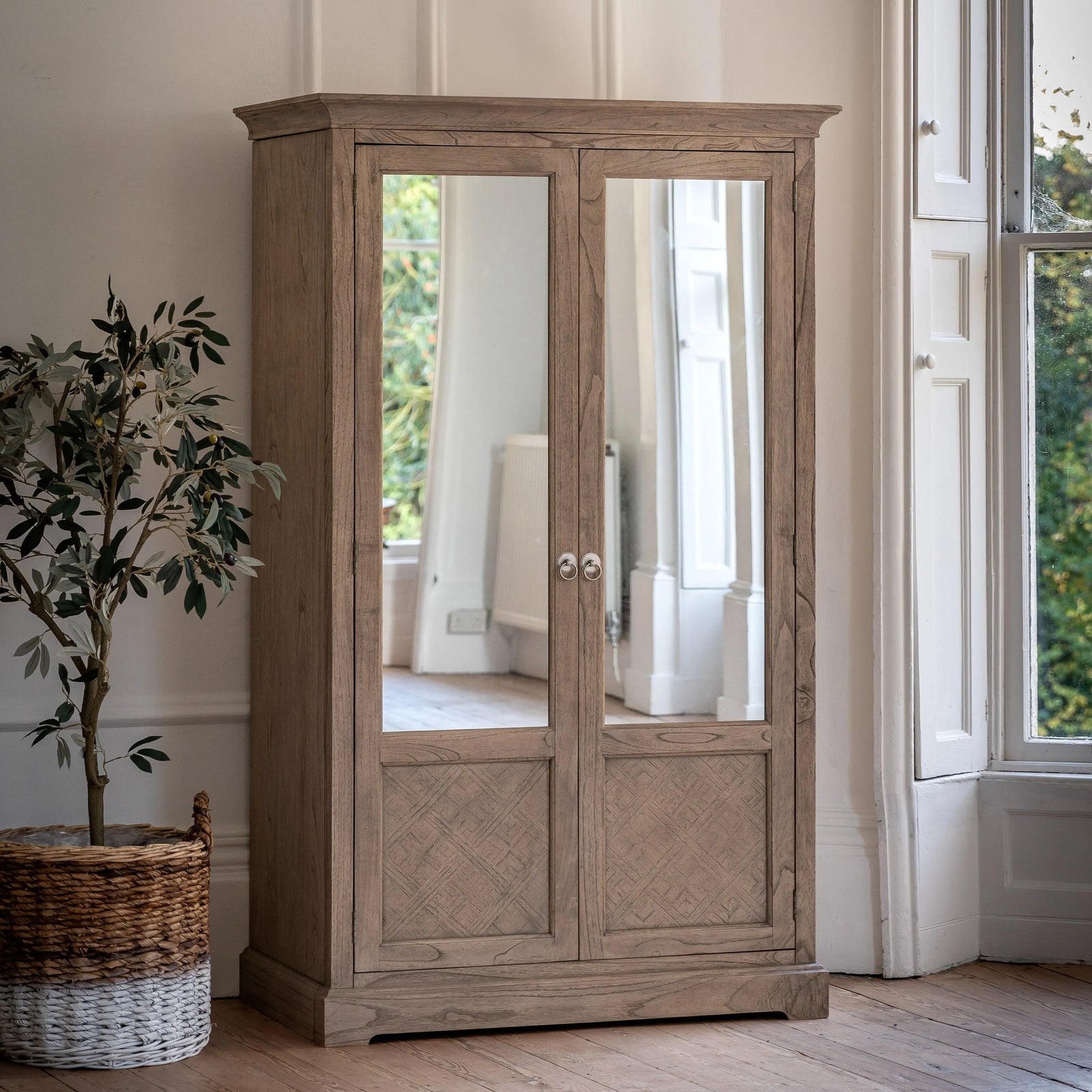 Penderie Rustique 2 à portes miroirs